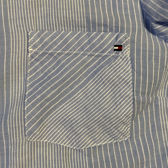 Tommy Hilfiger Button-Up Shirt Women's Large White Blue Stripe Preppy Nautical - Picture 7 of 11